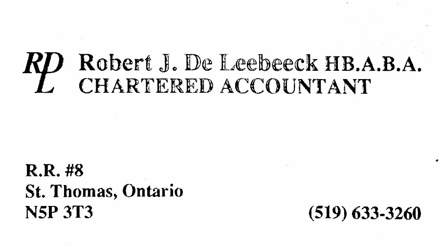 Robert J. DeLeebeeck Chartered Accountant